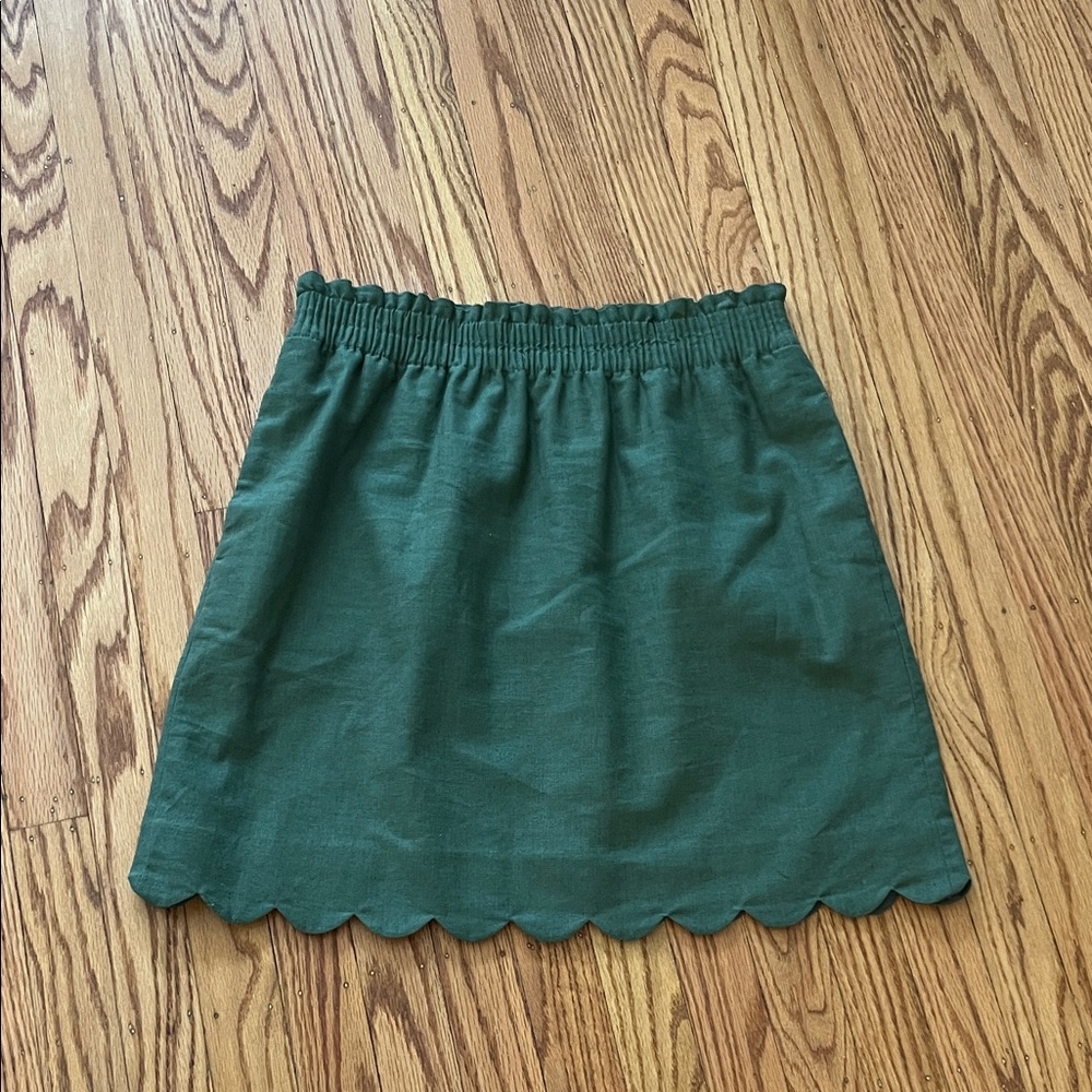 J.Crew Scalloped Hem Elastic Waist Skirt – Green – Size 8